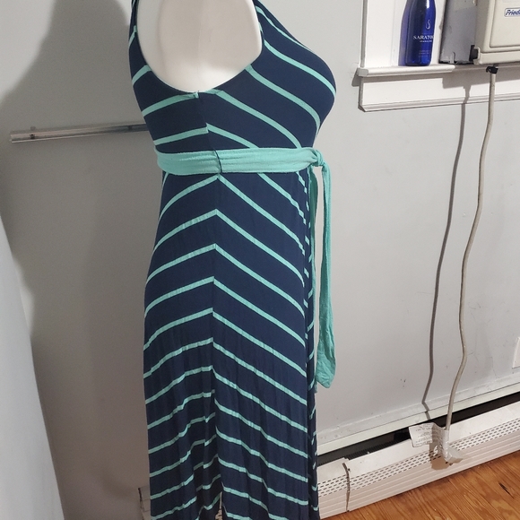 Liz Lange Maternity for Target turquoise & navy belted dress, size S - Picture 5 of 6
